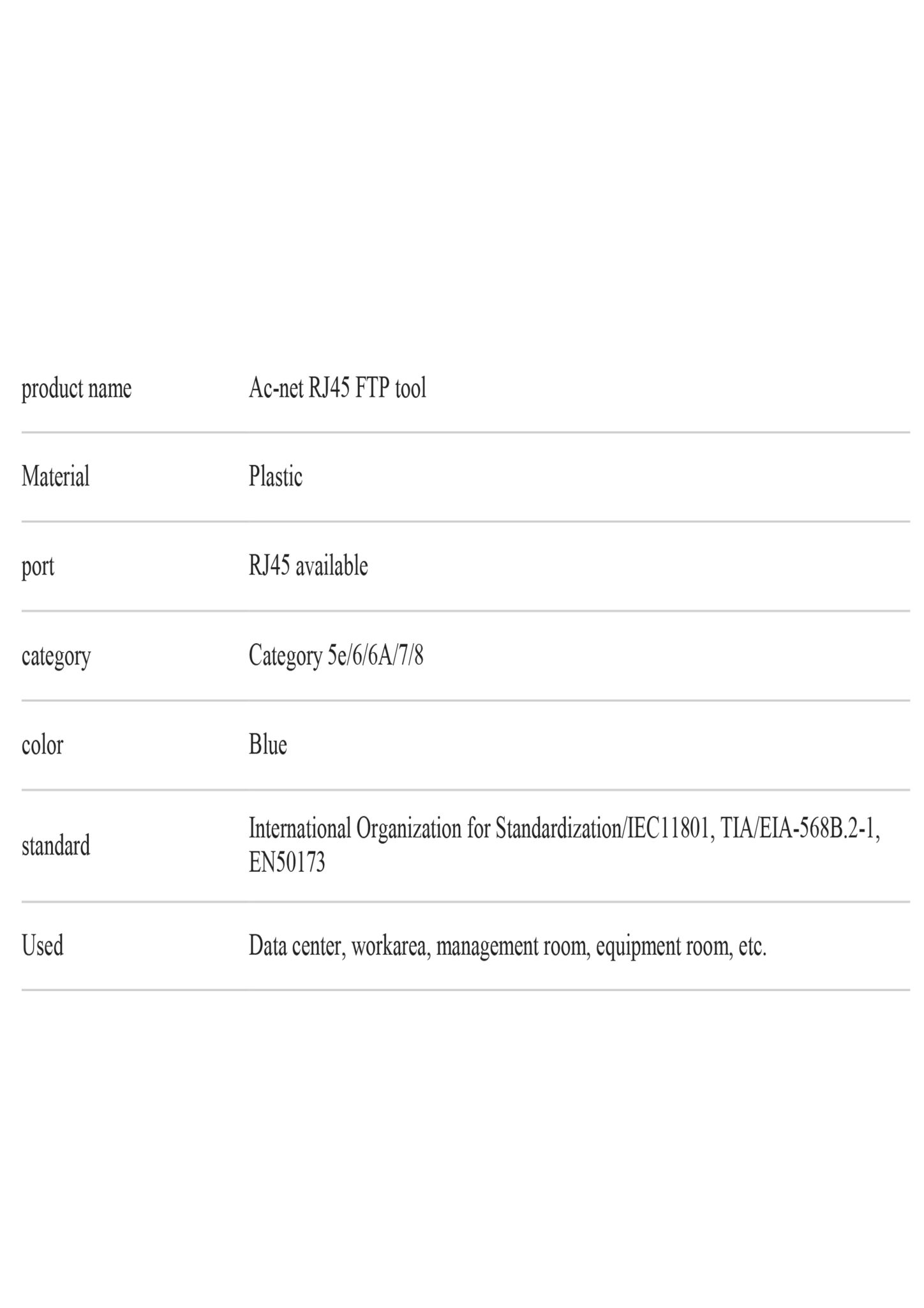AC-NET RJ45 Connector, Blue CAT5 - Rasa Technologies